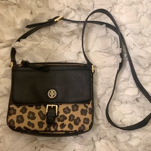 TORY BURCH black and cheetah purse